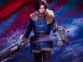 Joven con brazo mecánico y arma antigua, rodeado de pétalos rojos. ¿Será esta la aventura que trae el dlc Lies of P?