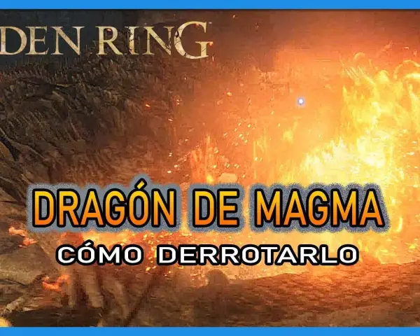 El dragón de magma de Elden Ring, una criatura de fuego y furia, arde en el paisaje.