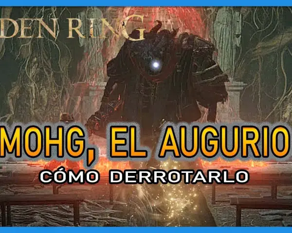 Mohg, el Augurio, un temible jefe de Elden Ring, se alza en un entorno sombrío. Aprende cómo derrotarlo.