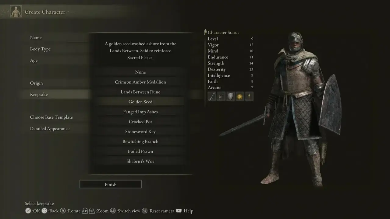 Creando personaje en Elden Ring. El mejor recuerdo es el 